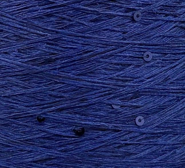 Art. Lino – 100 % Leinengarn mit Pailletten col. Tiefes Indigoblau 580 m / 100 g